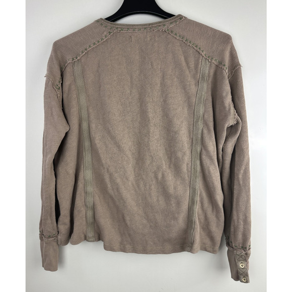 We The Free People Taylor Henley Thermal Top Small Brown Slouchy Boho Grunge - Picture 7 of 12